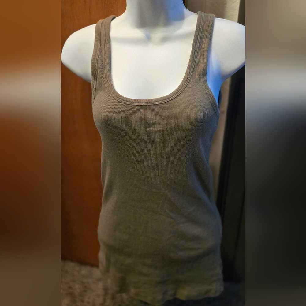 Gap FAVORITE tank top olive green/brown NEW no tags never worn szM - Picture 3 of 5